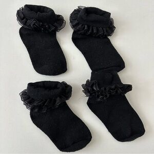 Elegant Black Ruffle Socks Girls Size 2T-3T